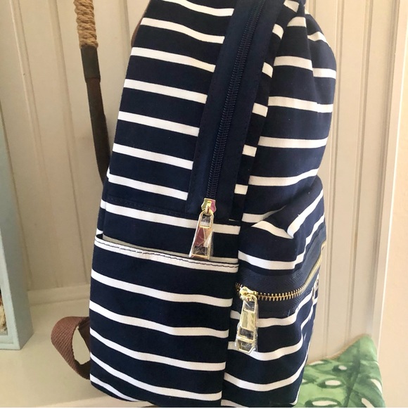 NWT Madden Girl Large Backpack Navy Blue & white Stripe - Picture 5 of 7